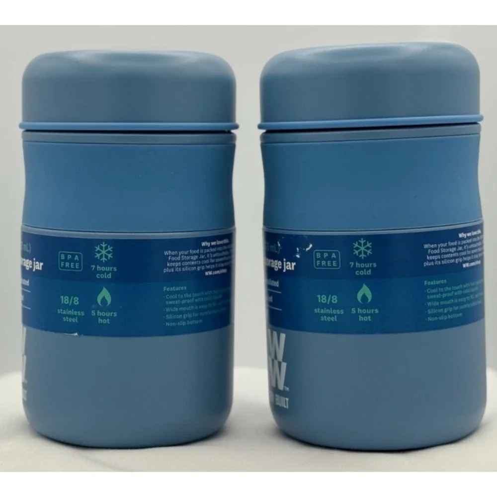 (2) Weight Watchers 16 OZ Food Storage Jars - New! 7 Hours Cold - 5 Hours Hot